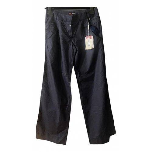 Pre-owned Versace Straight Pants In Blue
