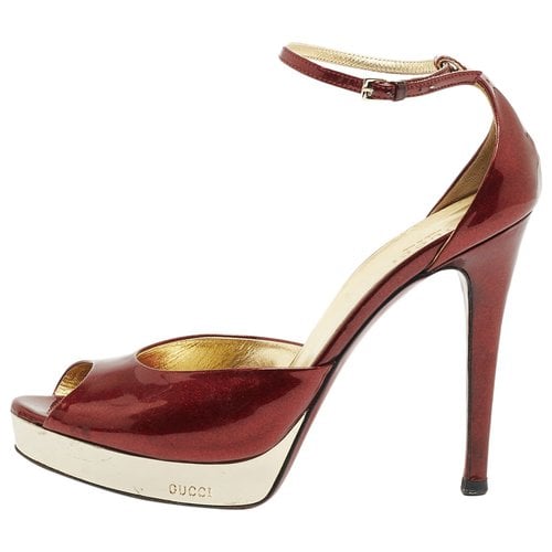 Pre-owned Gucci Patent Leather Sandal In Burgundy