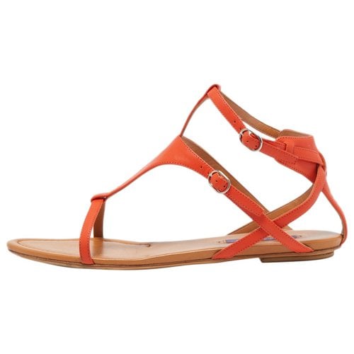 Pre-owned Ralph Lauren Patent Leather Sandal In Orange
