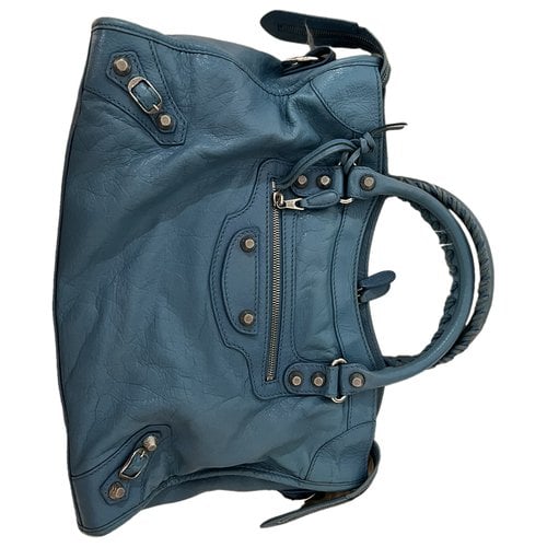 Pre-owned Balenciaga Classic Metalic Leather Handbag In Blue