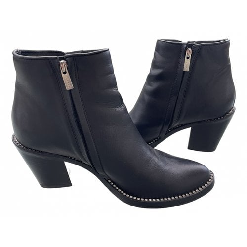 Pre-owned Le Silla Leather Ankle Boots In Black