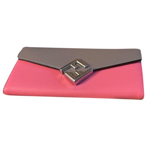 Pre-owned Fendi Leather Clutch Bag In Pink