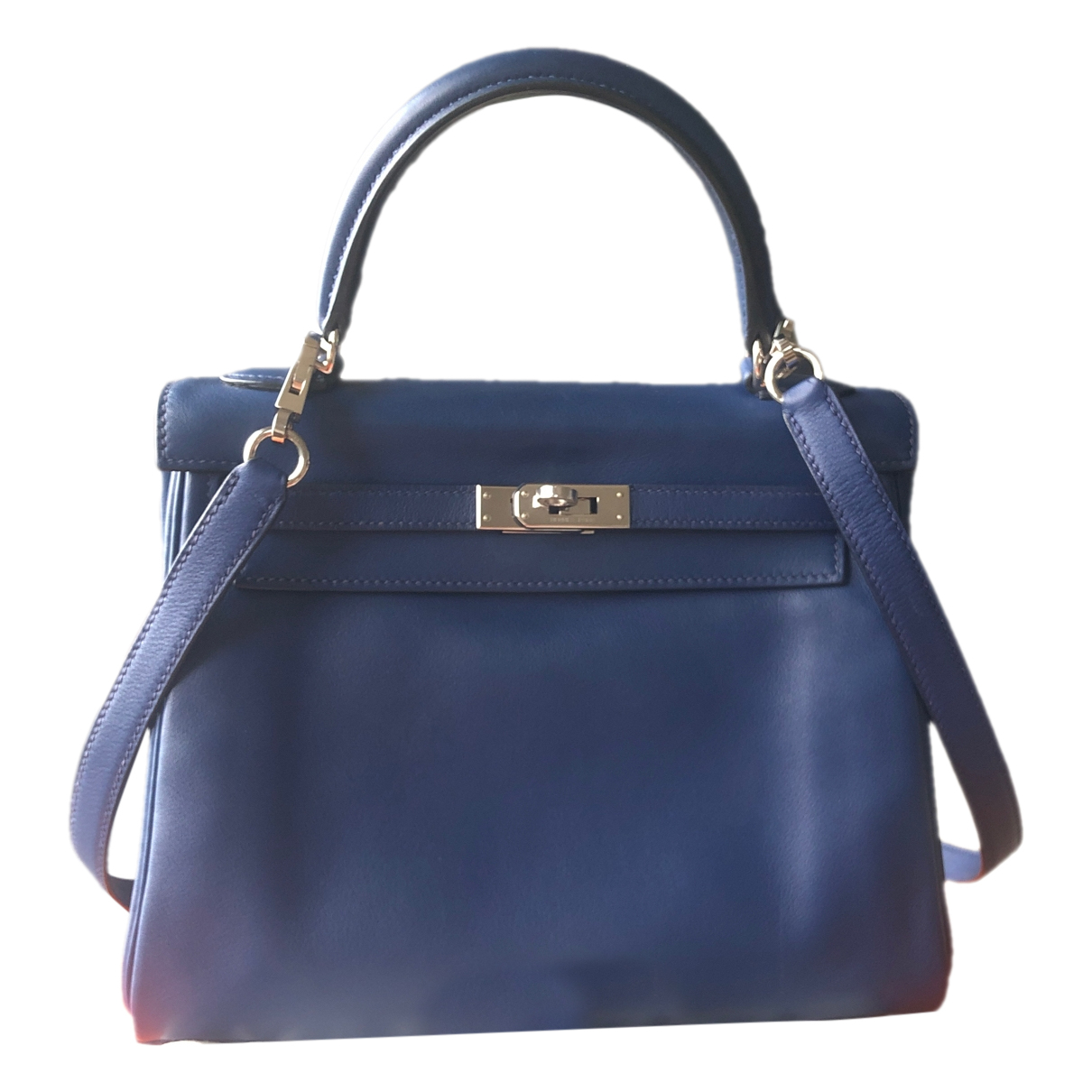 Blue Kelly 25 Leather Handbag