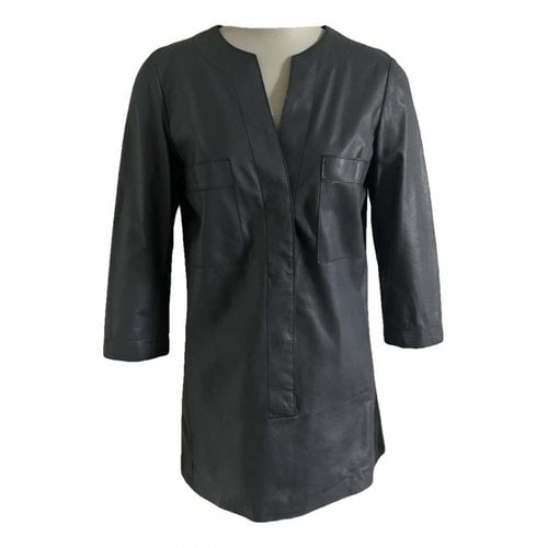 Pre-owned Vince Leather Tunic In Grey