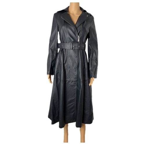 Pre-owned Max Mara Leather Trench Coat In Blue