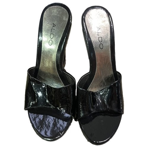 Pre-owned Aldo Patent Leather Mules & Clogs In Black