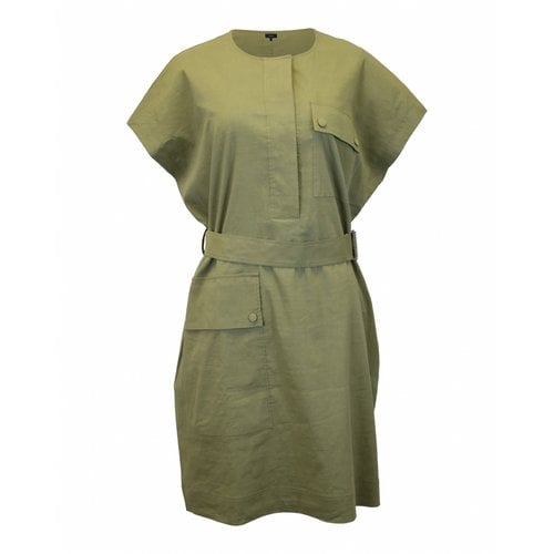 Pre-owned Theory Linen Dress In Green