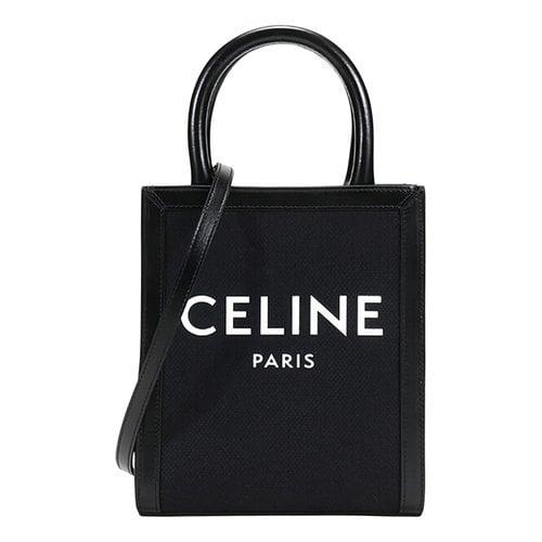 Pre-owned Celine Cabas Vertical Leather Tote In Black