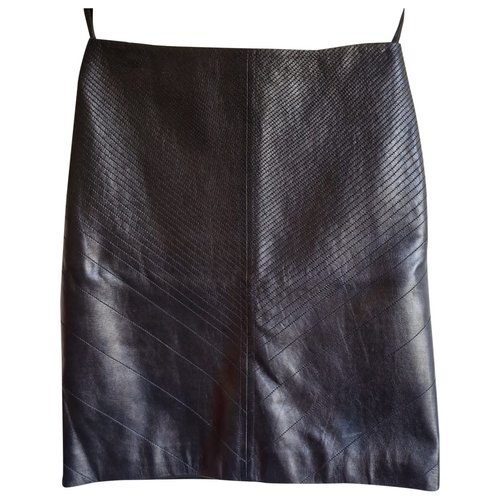 Pre-owned Loewe Leather Mini Skirt In Black