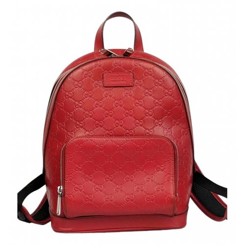 Pre-owned Gucci Soho Leather Backpack In Red