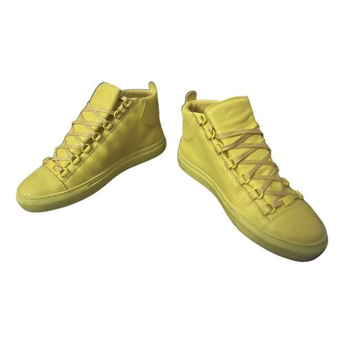 Pre-owned Balenciaga Arena Leather High Trainers In Yellow
