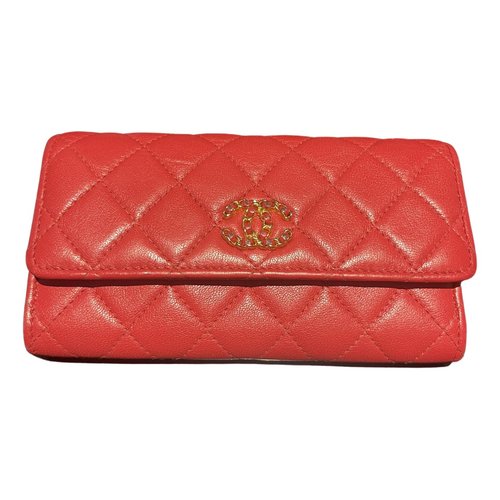 Pre-owned Chanel Timeless/classique Leather Wallet In Red