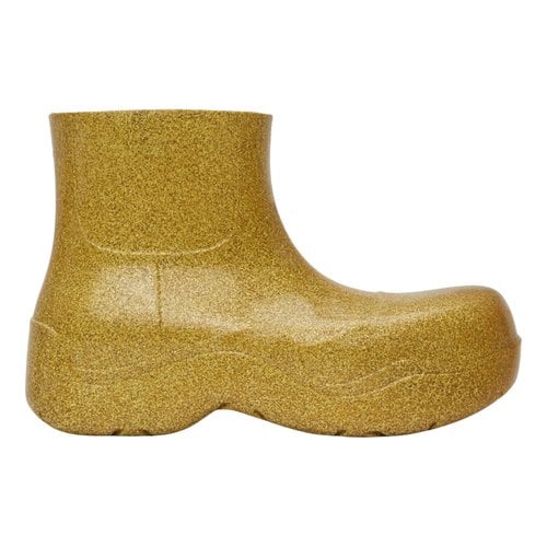 Pre-owned Bottega Veneta Puddle Ankle Boots In Gold