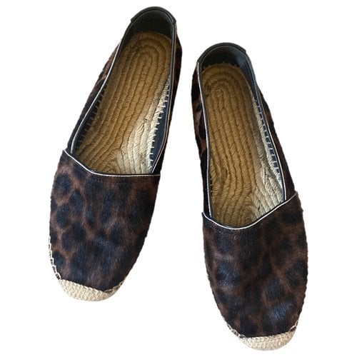 Pre-owned Saint Laurent Leather Espadrilles In Brown