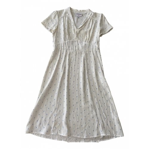 Pre-owned Hvn Silk Mid-length Dress In White