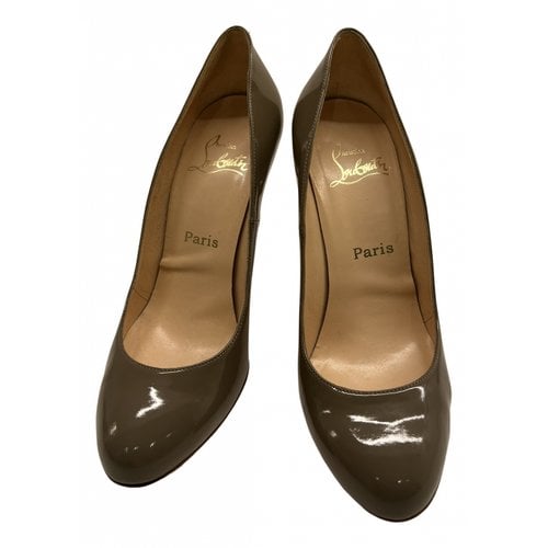Pre-owned Christian Louboutin Simple Pump Patent Leather Heels In Khaki