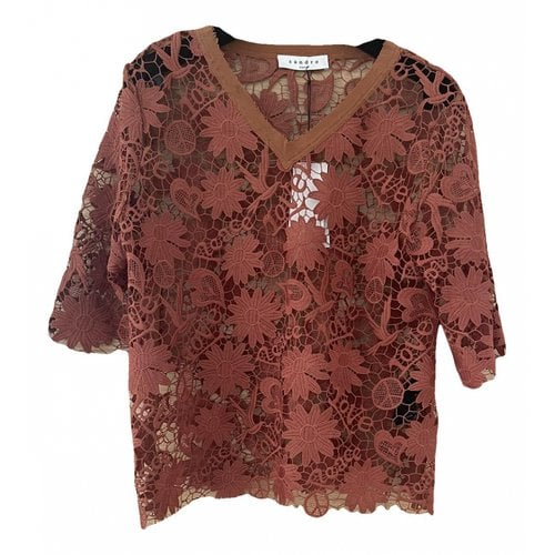 Pre-owned Sandro Lace Blouse In Brown