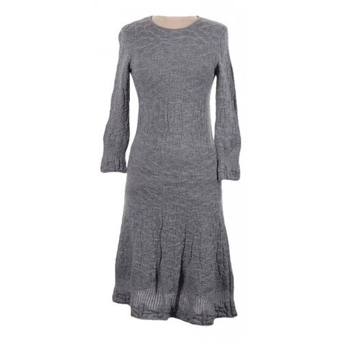 Pre-owned Ferragamo Wool Mid-length Dress In Grey