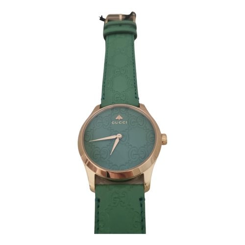 Pre-owned Gucci G-timeless Watch In Green