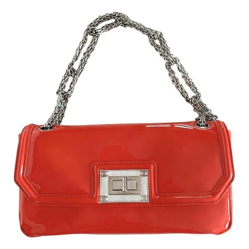 Pre-owned Chanel 2.55 Long Patent Leather Handbag In Orange