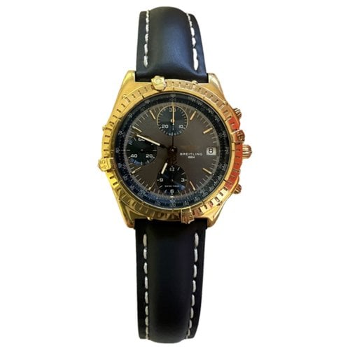 Pre-owned Breitling Chronomat Yellow Gold Watch In Blue