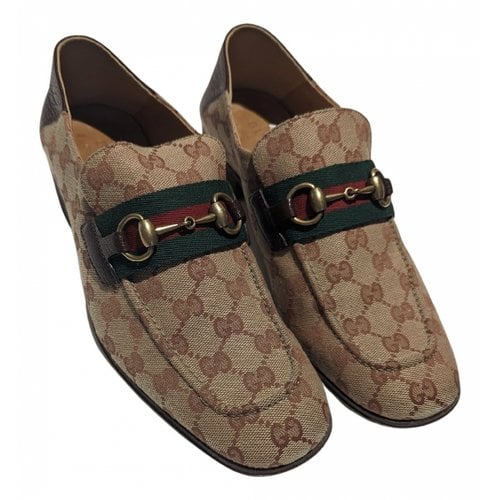 Pre-owned Gucci Cloth Flats In Beige