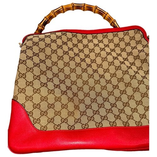 Pre-owned Gucci New Bamboo Tote In Beige