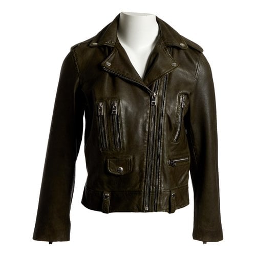 Pre-owned Zadig & Voltaire Leather Biker Jacket In Green