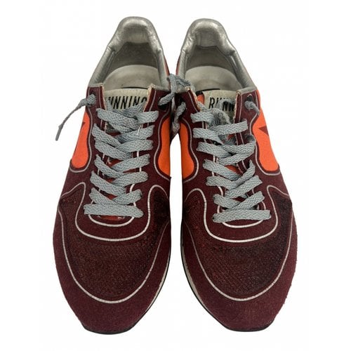 Pre-owned Golden Goose Running Leather Trainers In Red