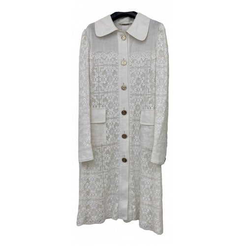 Pre-owned Dolce & Gabbana Linen Coat In White