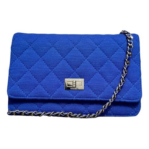 Pre-owned Chanel Wallet On Chain Timeless/classique Cloth Crossbody Bag In Navy