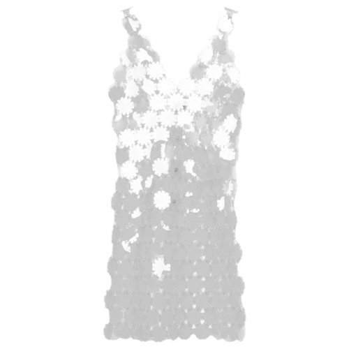 Pre-owned Paco Rabanne Glitter Mini Dress In White