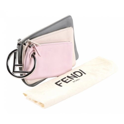 Pre-owned Fendi Triplette Leather Clutch Bag In Multicolour