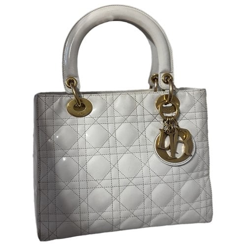 Pre-owned Dior Patent Leather Handbag In White