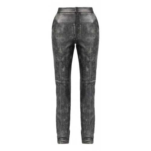 Pre-owned Alexander Wang Leather Straight Pants In Grey