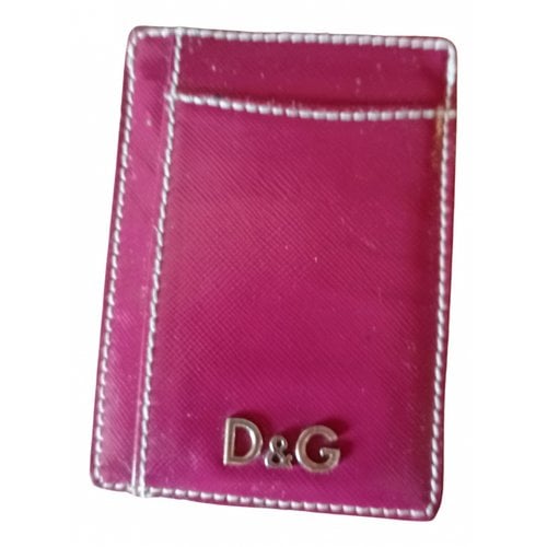 Pre-owned D&g Leather Card Wallet In Burgundy