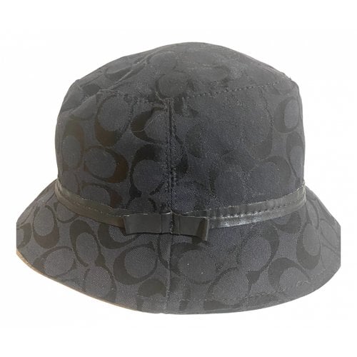 Pre-owned Coach Cloth Hat In Black