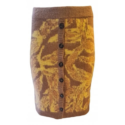 Pre-owned Pinko Wool Mid-length Skirt In Camel