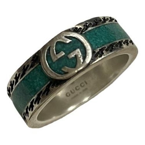 Pre-owned Gucci Silver Ring In Green