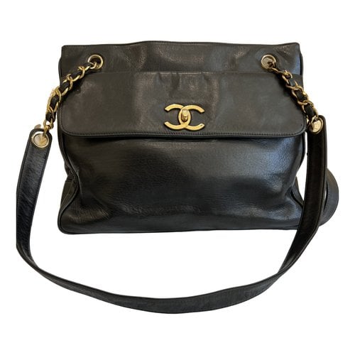 Pre-owned Chanel Leather Tote In Black