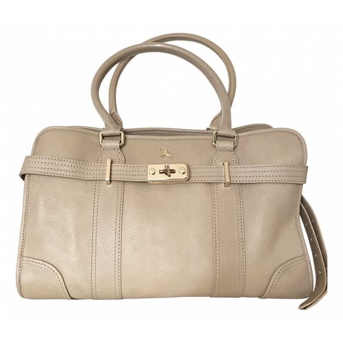 Pre-owned Burberry Leather Handbag In Beige
