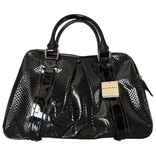 Pre-owned Burberry Patent Leather Bowling Bag In Black