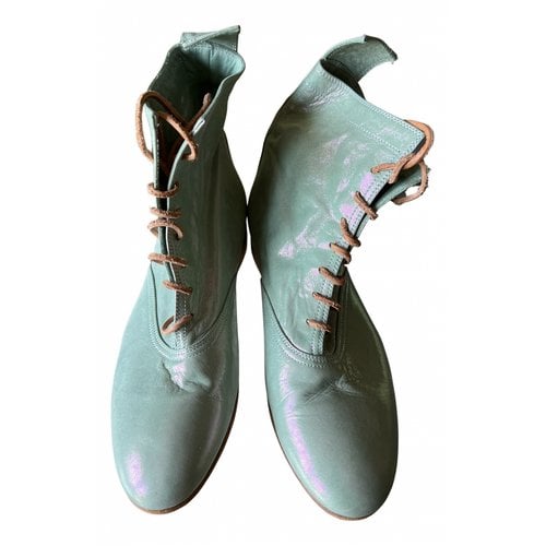 Pre-owned Forte Forte Leather Biker Boots In Green