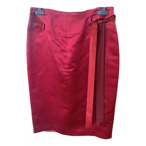 Pre-owned Blumarine Silk Mid-length Skirt In Burgundy