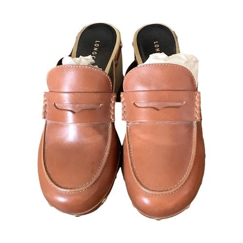 Pre-owned Longchamp Leather Mules & Clogs In Camel