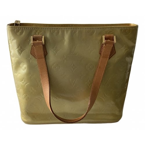 Pre-owned Louis Vuitton Houston Patent Leather Tote In Yellow