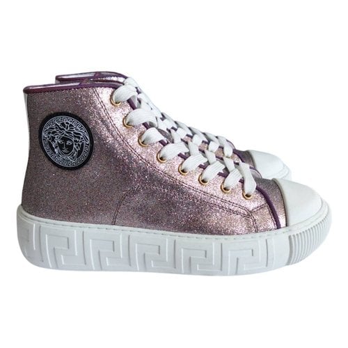 Pre-owned Versace Glitter Trainers In Pink