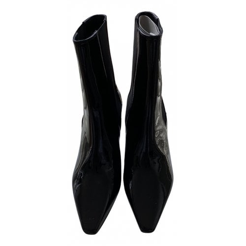 Pre-owned Aeyde Patent Leather Boots In Black