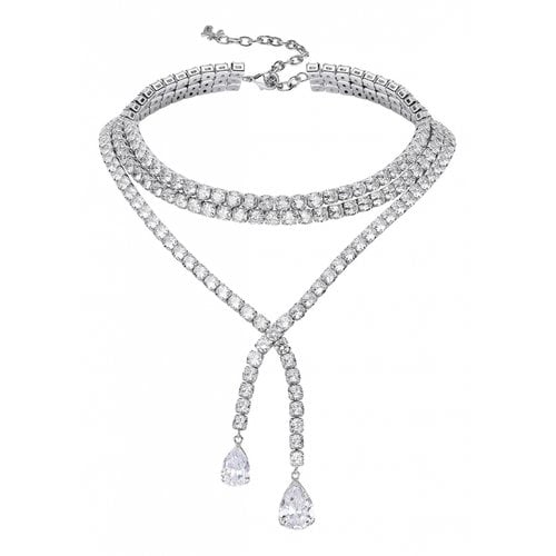 Pre-owned Nana Jacqueline Crystal Necklace In Silver