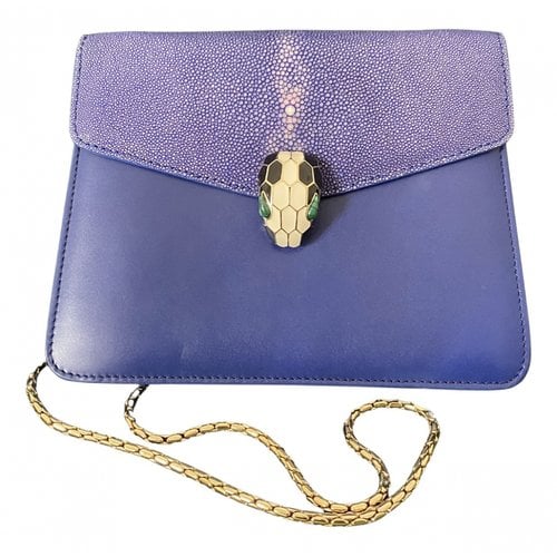 Pre-owned Bvlgari Serpenti Leather Handbag In Purple